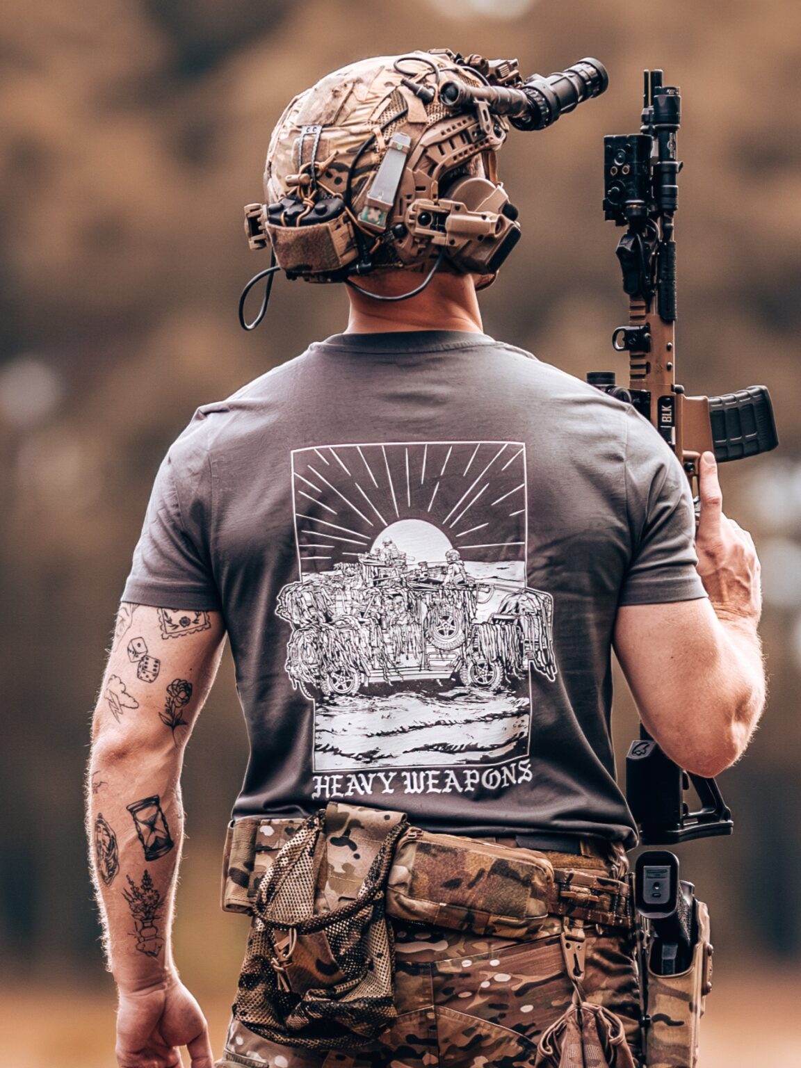 20240822_144421.jpg tshirt featuring design of a heavy weapons platoon with two vehicles and a mounted .50 caliber gun