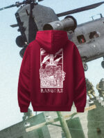 hoodie from The Trace featuring Ranger design with Chinook helicopter in active operation