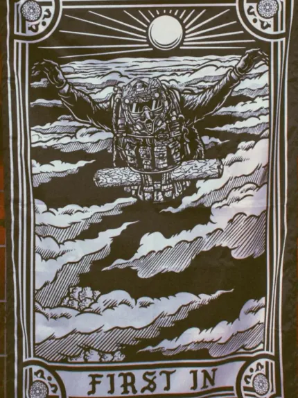 the trace apparel collection featuring a military free fall guy in mid air