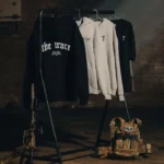 Clothing from The Trace Premium collection with clean, minimalist design