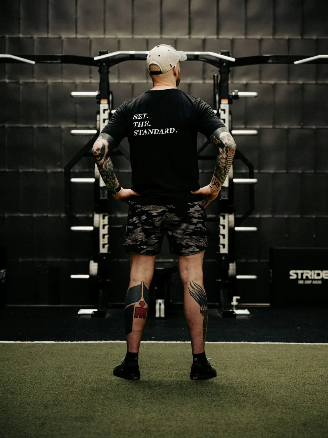 Black T-shirt from The Trace featuring Set the Standard design symbolizing the pursuit of the highest performance