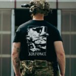 Lightweight t-shirt featuring an F-16 and F-35 in flight, paying tribute to speed, precision, and power