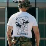 Lightweight t-shirt featuring an F-16 and F-35 in flight, paying tribute to speed, precision, and power