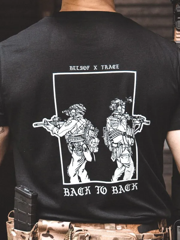 Back to Back T-Shirt detail, military apparel by The Trace