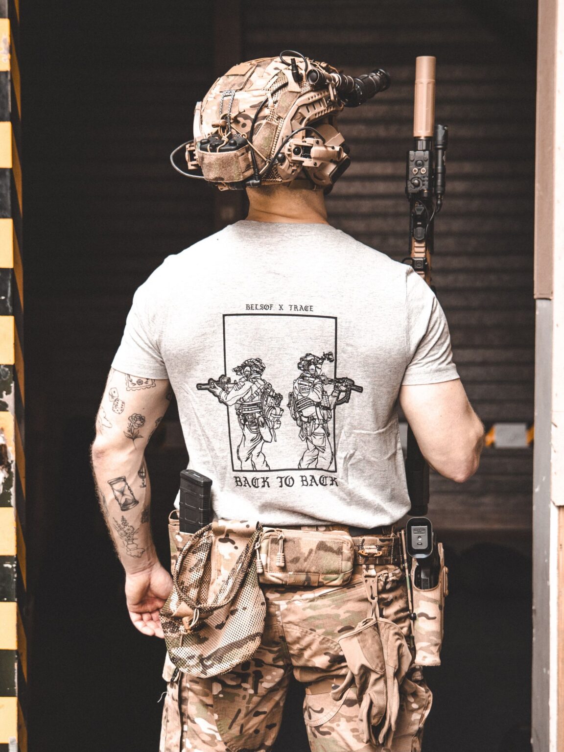 Belsof shirt heather grey 1 Back to Back T-Shirt, military apparel by The Trace