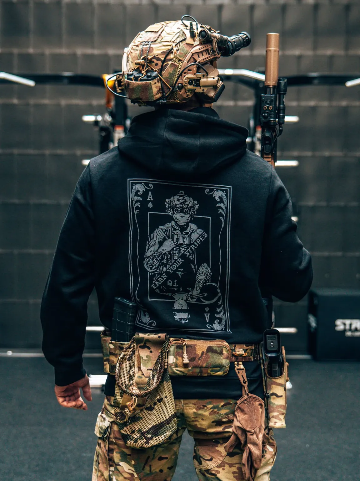 Dts black hoodie 1 Earn Your Stripes Hoodie, military apparel by The Trace