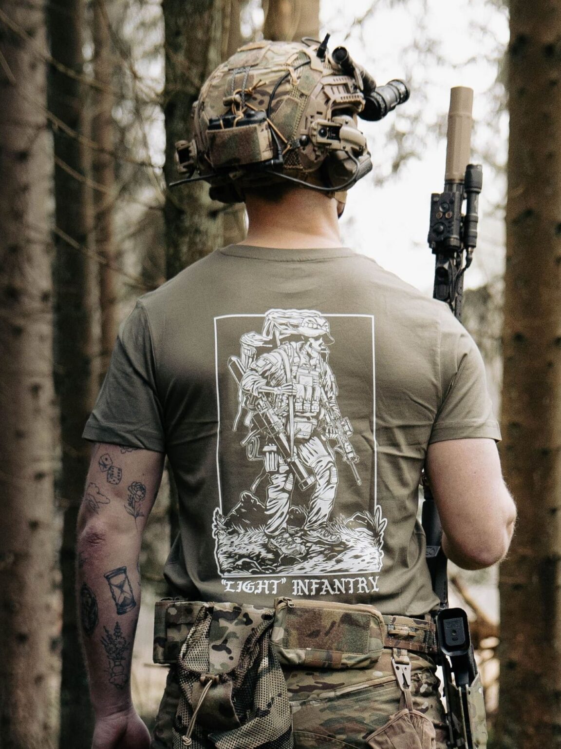 Light Infantry Olive shirt 1 Light Infantry T-Shirt, military apparel by The Trace
