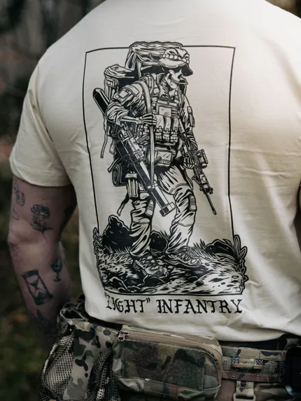 Light Infantry T-Shirt detail, military apparel by The Trace