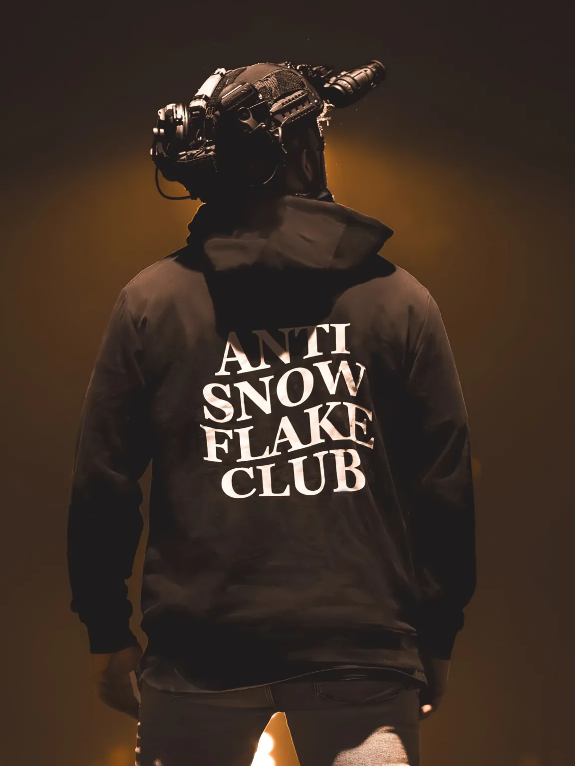 Anti-snowflake-club-hoodie-black the trace apparel collection featuring a text saying anti snow flake club
