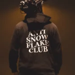 the trace apparel collection featuring a text saying anti snow flake club