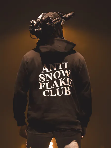 the trace apparel collection featuring a text saying anti snow flake club