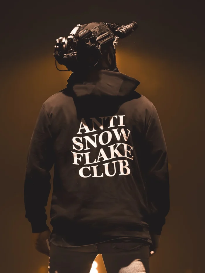 the trace apparel collection featuring a text saying anti snow flake club