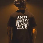 the trace apparel collection featuring a text saying anti snow flake club