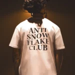 the trace apparel collection featuring a text saying anti snow flake club