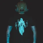 the trace halloween collection featuring a ghost with hovering weapons around him