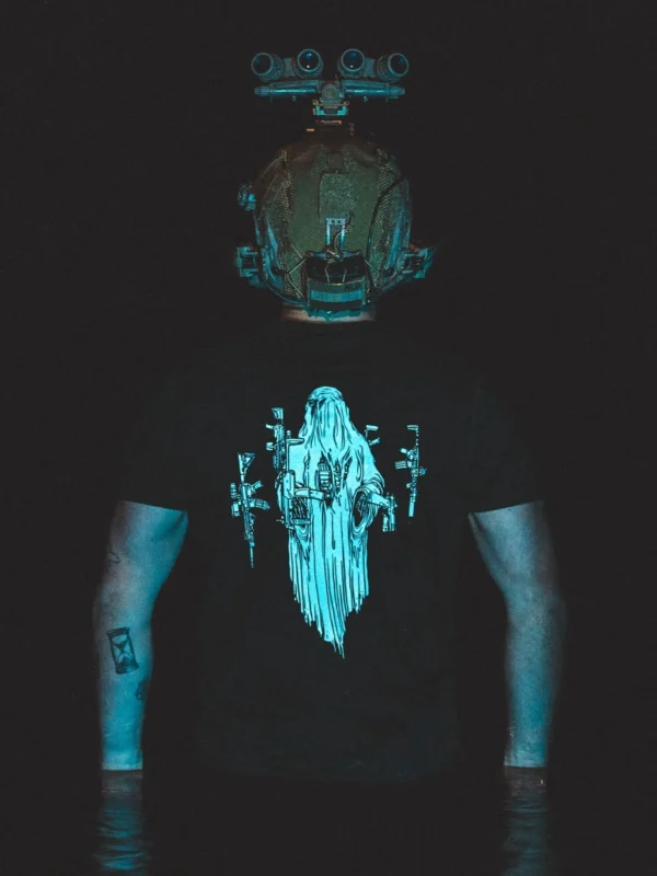 the trace halloween collection featuring a ghost with hovering weapons around him