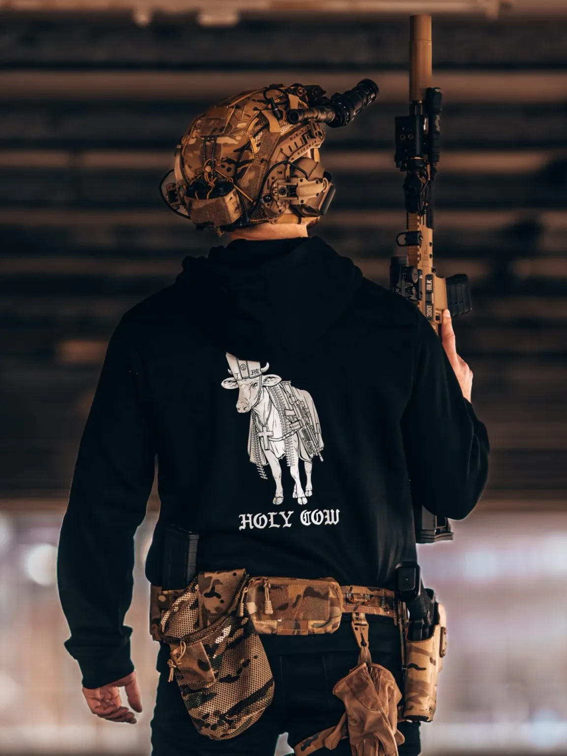 Holy-cow-hoodie_1 the trace apparel collection featuring a holy cow armed with weapons