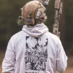 the trace apparel collection featuring guys firing a 81mm mortar and a 120mm mortar