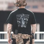 the trace apparel collection featuring one of their cool designs showcasing a woman with military helmet