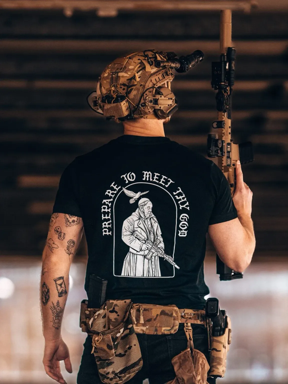 Prepare-to-meet-thy-God-shirt_1 the trace apparel collection featuring the pope with a weapon saying prepare to meet thy god