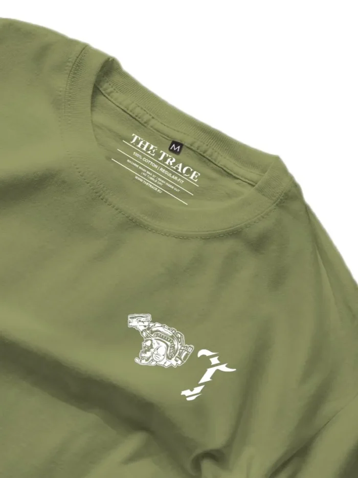 Military-style Trace T-shirt made from durable, high-quality fabric with a comfortable fit; features the signature T logo on the chest, subtle yet bold, symbolising focus, resilience, and tactical intent.