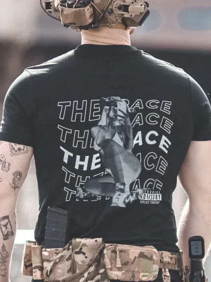 the trace apparel collection featuring one of their cool designs showcasing a woman with military helmet
