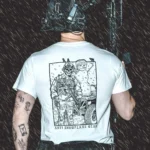 the trace apparel collection featuring a design with a military operator standing next to a snowman with a text saying anti snow flake club