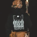 black hoodie from The Trace featuring a special operations force with a text saying definitely not sof