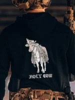 the trace apparel collection featuring a holy cow armed with weapons