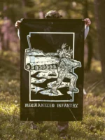 the trace apparel collection featuring guys fighting alongside a military cv90 vehicle