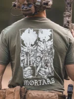 the trace apparel collection featuring guys firing a 81mm mortar and a 120mm mortar