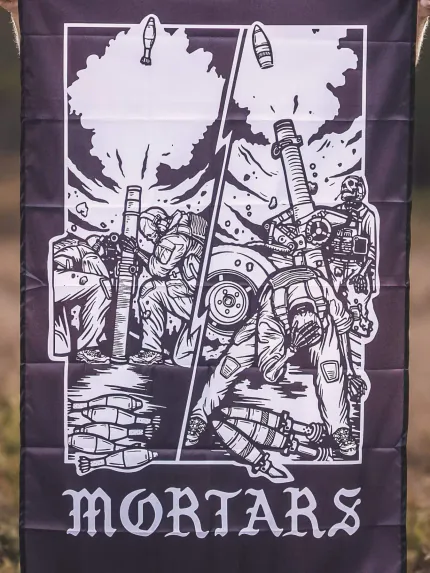 the trace apparel collection featuring guys firing a 81mm mortar and a 120mm mortar