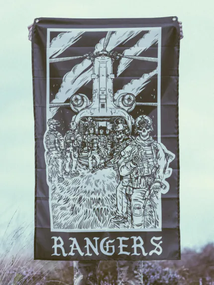 the trace apparel collection featuring rangers boarding a chinook