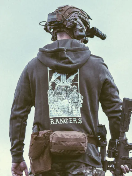 the trace apparel collection featuring rangers boarding a chinook