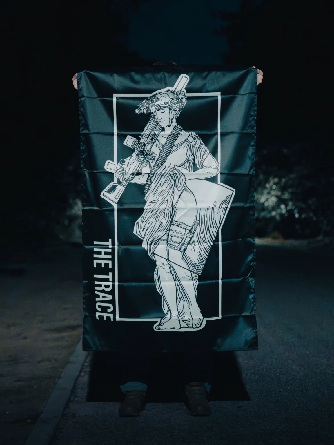 DSC00344_1_ Machinegunner Statue Flag, military apparel by The Trace