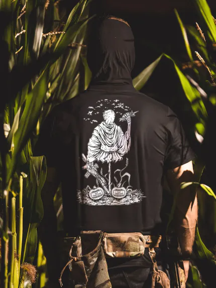 the trace halloween shirt with a scarecrow