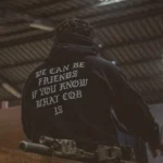 the trace hoodie with a text saying we can be friends if you know what cqb is