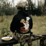 the trace hoodie featuring a design with military food