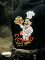 the trace hoodie featuring a design with military food