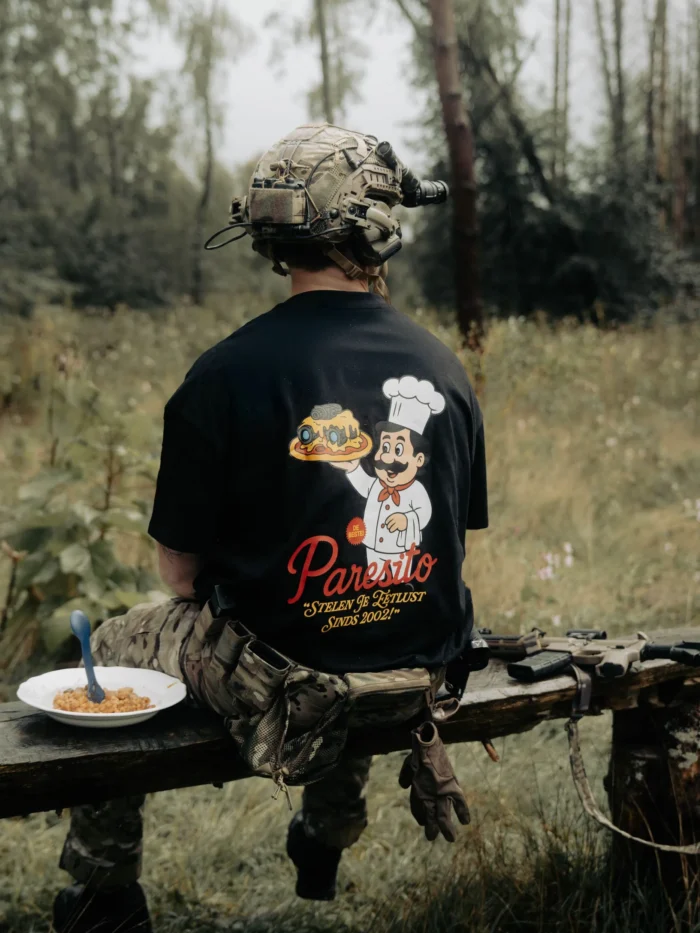 the trace oversized tshirt featuring a design with military food