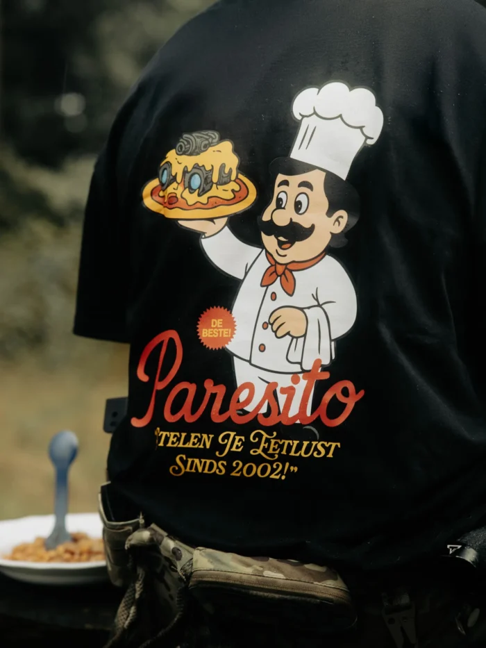 the trace tshirt featuring a design with military food