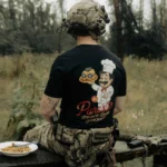 the trace tshirt featuring a design with military food