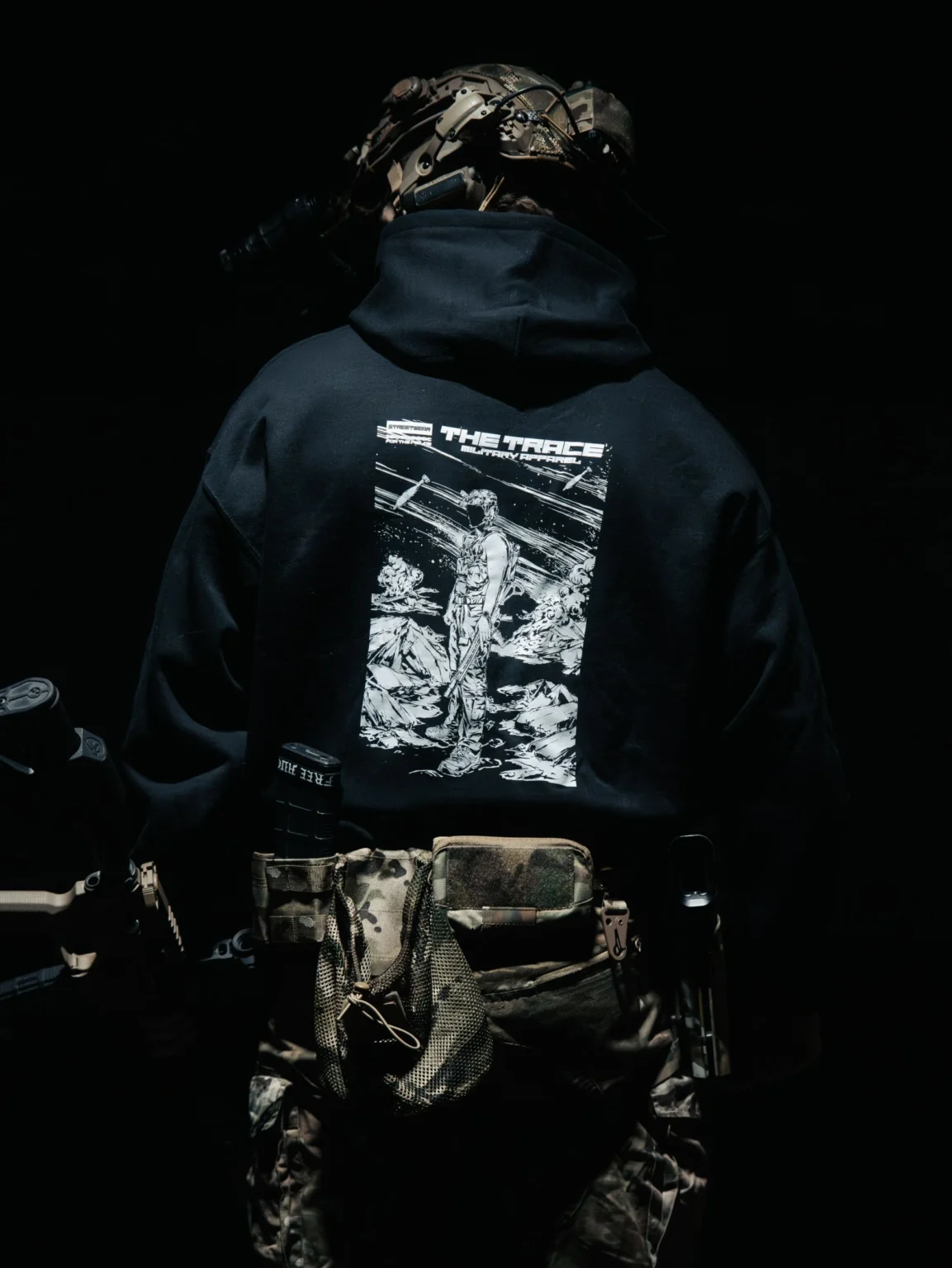 HTL-hoodie-black-back Limited Hold The Line Hoodie back print, military apparel by The Trace