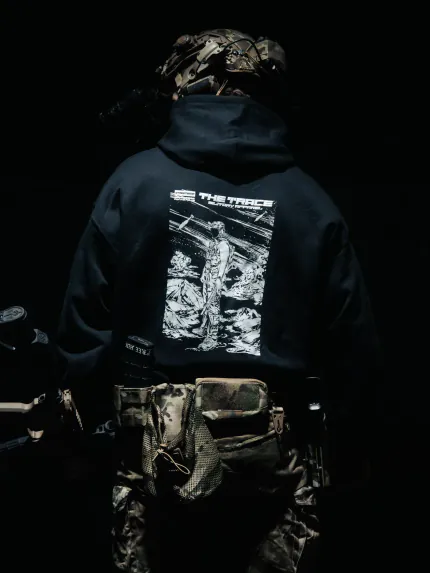 Limited Hold The Line Hoodie back print, military apparel by The Trace