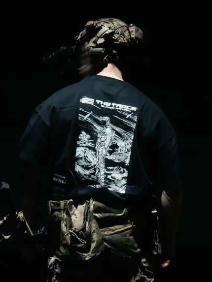 Limited Hold The Line Heavy Oversized T-shirt back print, military apparel by The Trace