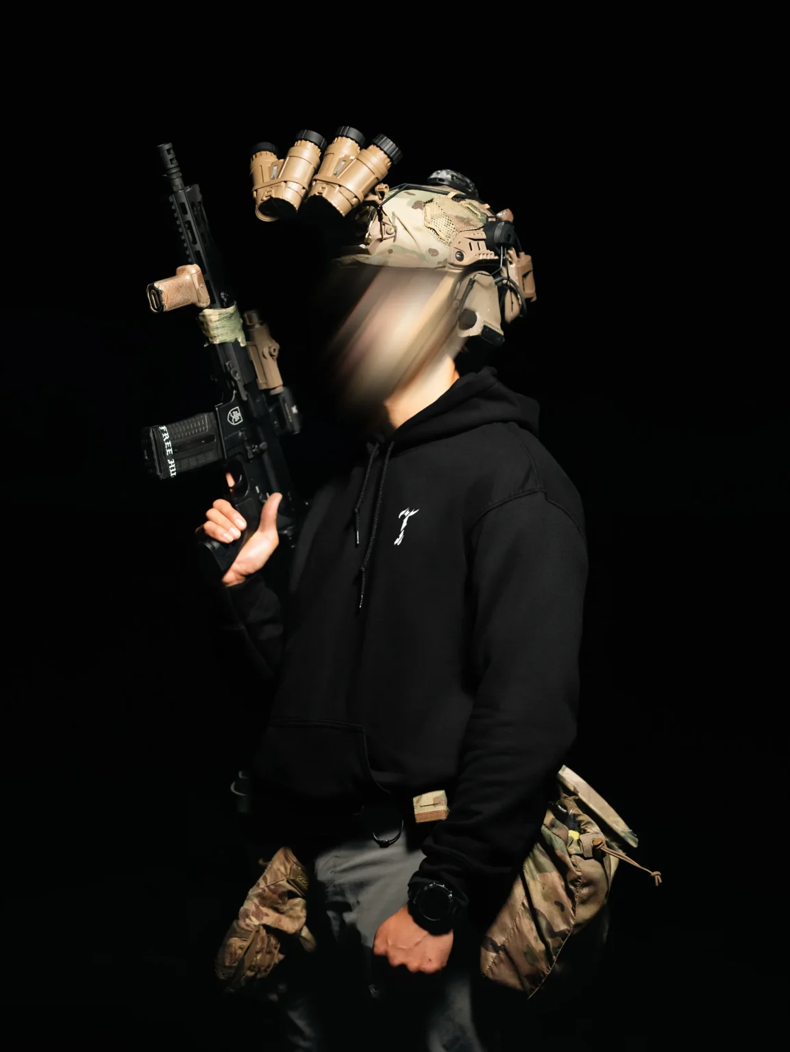 Cameraman Never Dies Hoodie side view, military apparel by The Trace