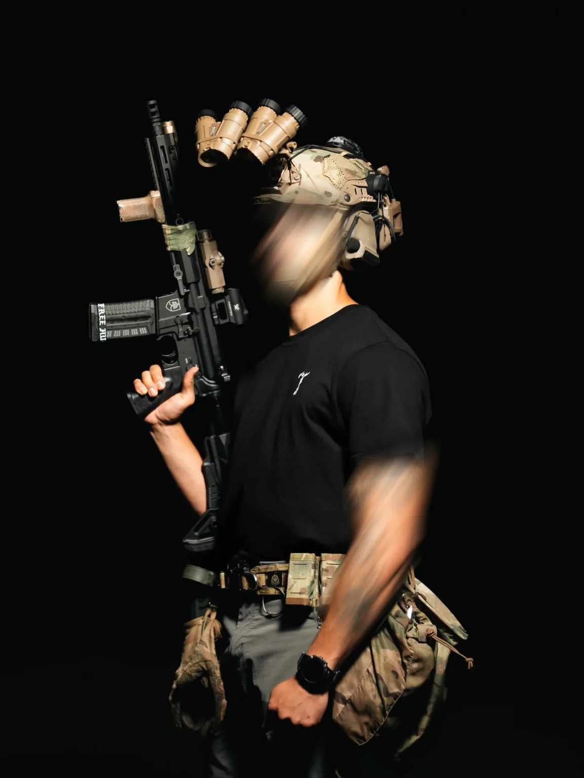 Cameraman Never Dies T-shirt side view, military apparel by The Trace