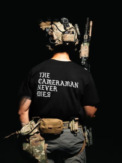 Cameraman Never Dies T-shirt back print, military apparel by The Trace