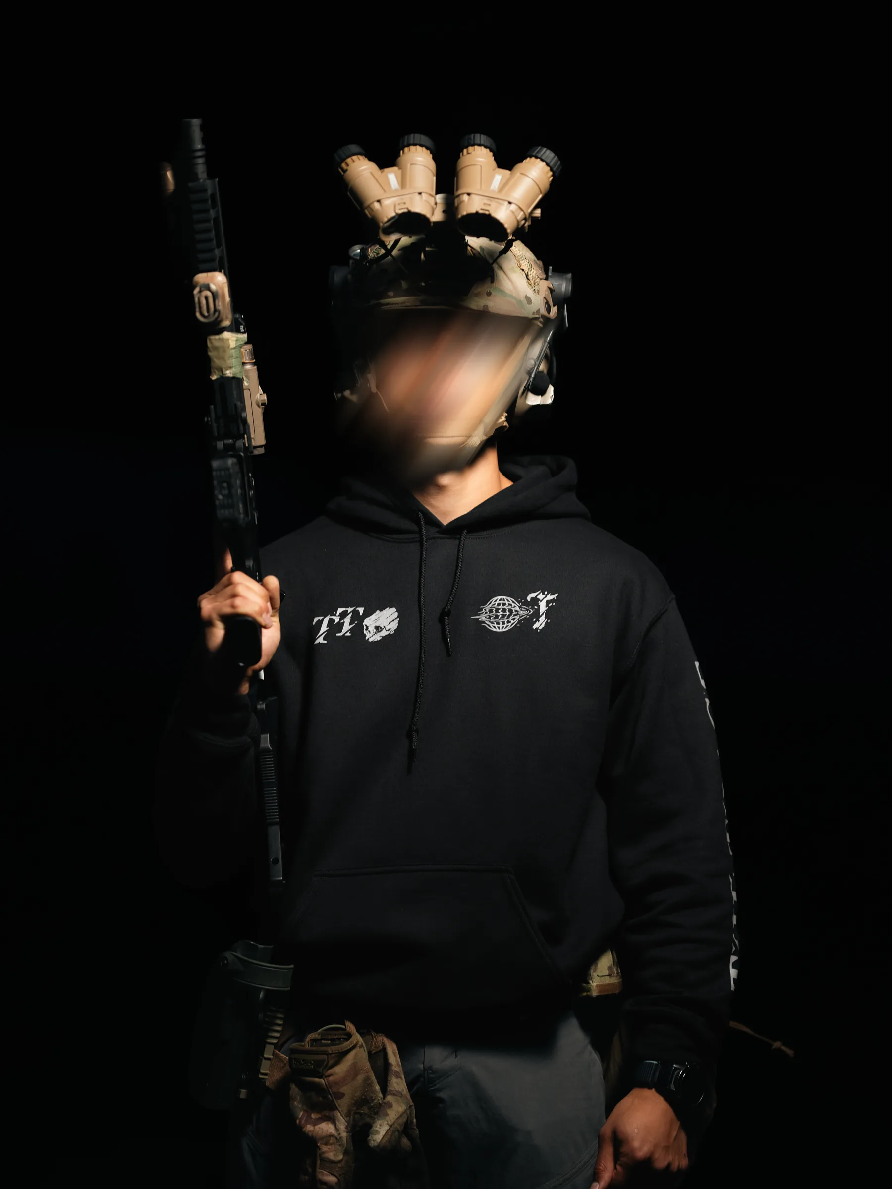 Tier 1 Grey Controlled Chaos Hoodie front, military apparel by The Trace