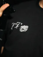 Tier 1 Grey Controlled Chaos T-shirt T1 and skull chest print detail, military apparel by The Trace